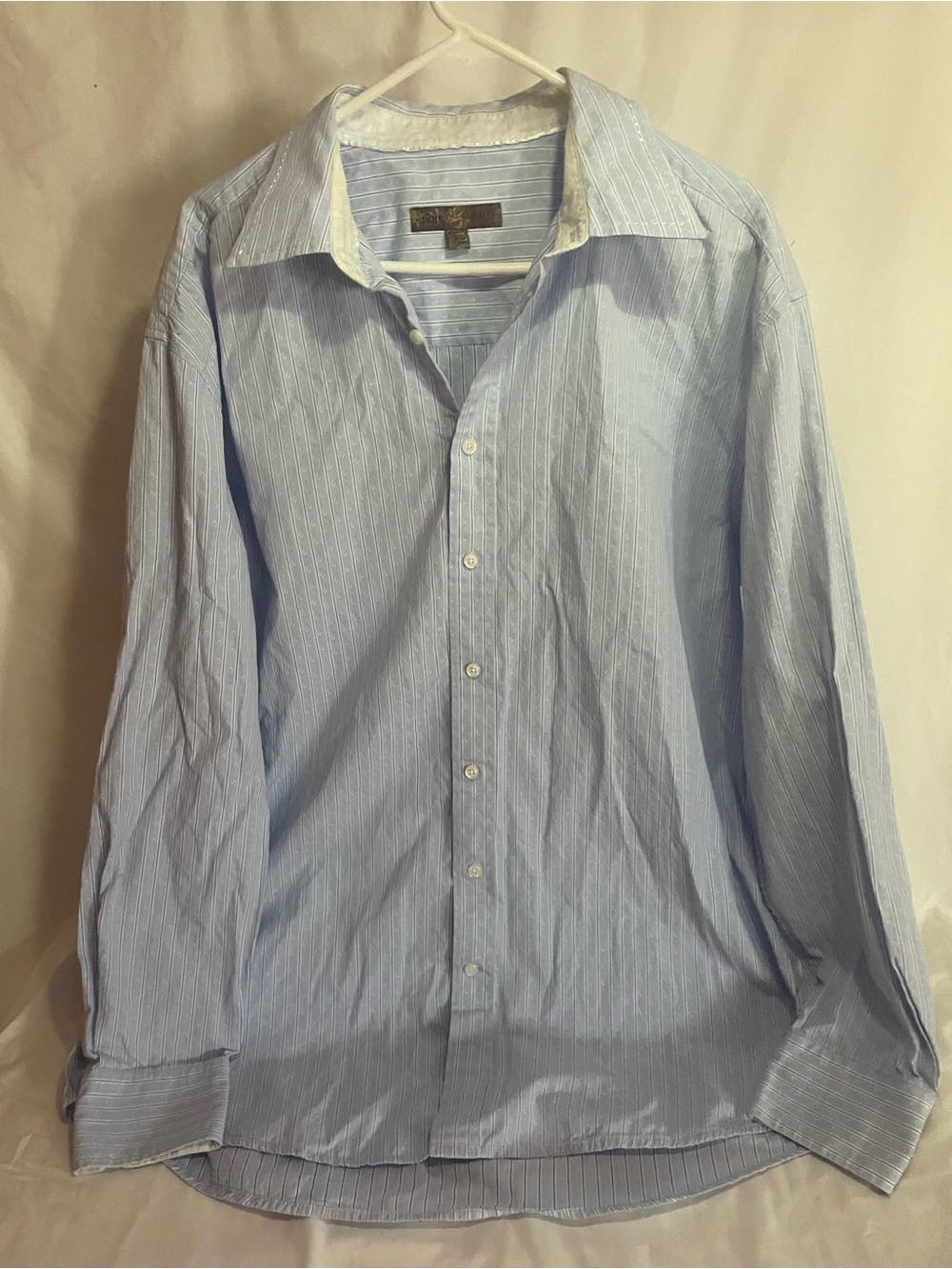 blue island Men's Blue Pinstripe Dress Shirt